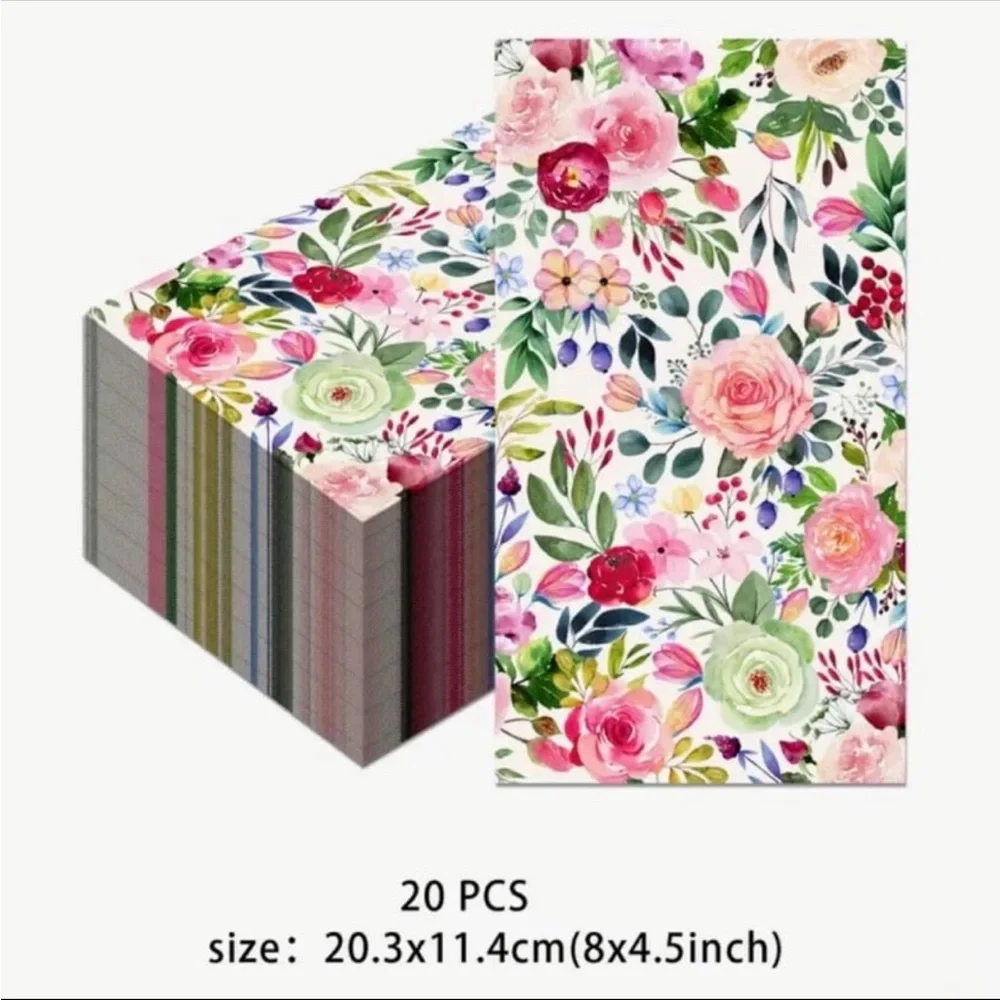 Watercolor Rose Floral Dining Napkins Guest Towels, 20 ct